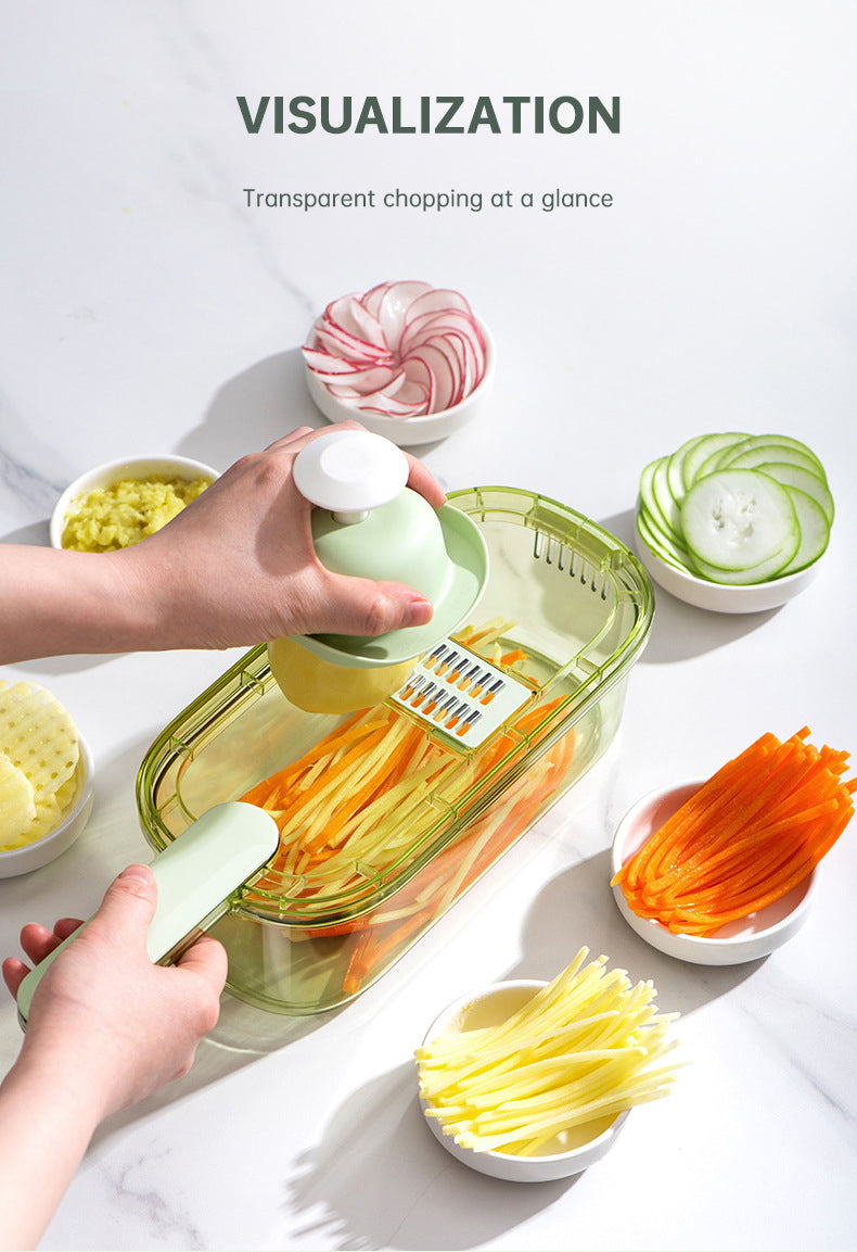 New Multifunction Vegetable Cutter With Basket And Brush Portable Slicer Chopper Kitchen Tools eprolo