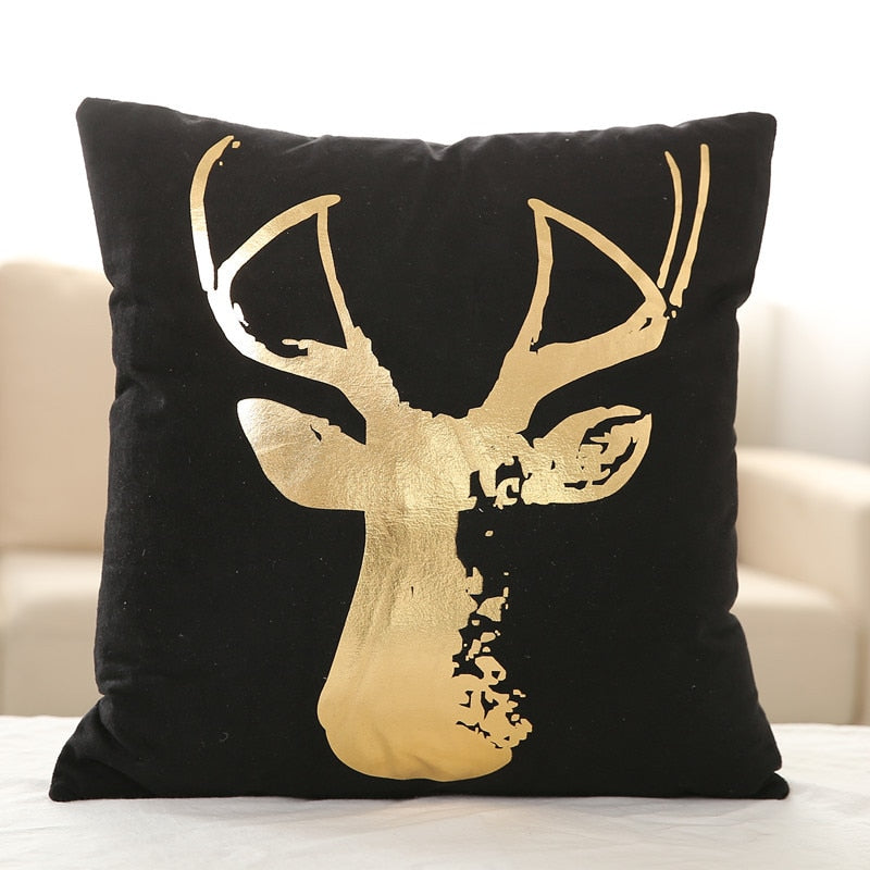 Luxurious Gold Foil Velvet Pillow Cover - Elegant 45x45cm Cushion
