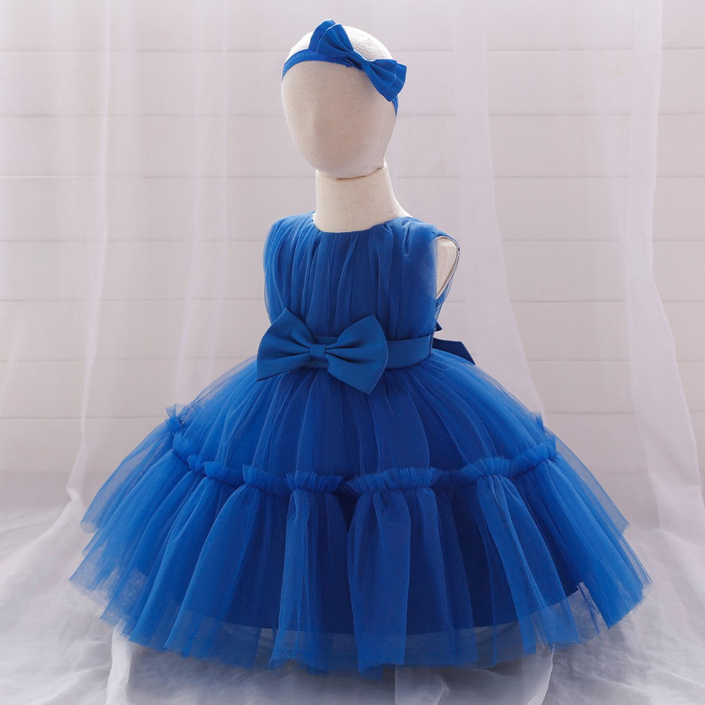 Children's mesh dress princess dress baby fluffy dress baby one year old wedding dress evening dress eprolo