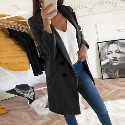 Plus Size Autumn Winter Wool Coat Women Elegant Blazer Ladies Cashmere Womens Coats Office Solid Medium Long Section Camel Coat eprolo