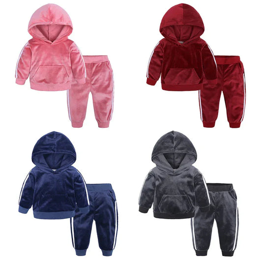 Children's Clothing Boys And Girls Suits Sports And Leisure Gold Velvet Two-Piece Children's Clothes - Shello's Creative Boutique