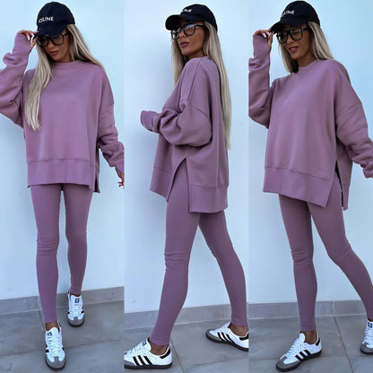 Women's Wear European and American Casual Tight Pants Loose Hoodie Set Two Piece Set eprolo