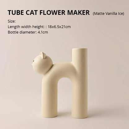 Creative Korean Christmas Cute Tubular Cat Vase – Whimsical Holiday Decor - Shello's Creative Boutique