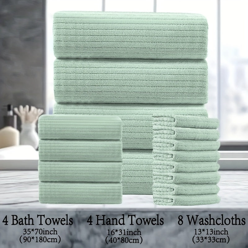 16 Piece Microfiber Bath Towel Set - Quick-Dry & Absorbent