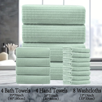 16 Piece Microfiber Bath Towel Set - Quick-Dry & Absorbent