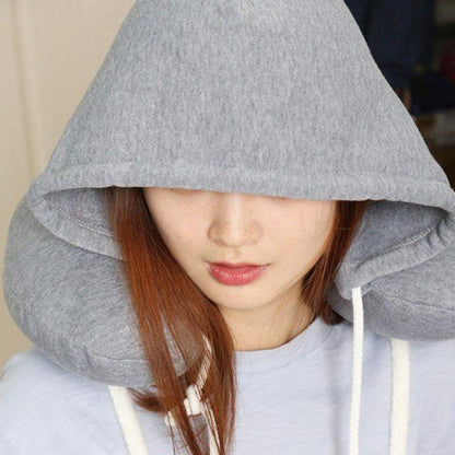 Hooded Travel Neck Pillow - U-Shaped Microbead Support Cushion - Shello's Creative Boutique