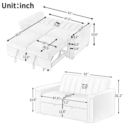 U_STYLE Convertible Soft Cushion Sofa Pull Bed – Stylish & Functional Comfort for Any Space - Shello's Creative Boutique