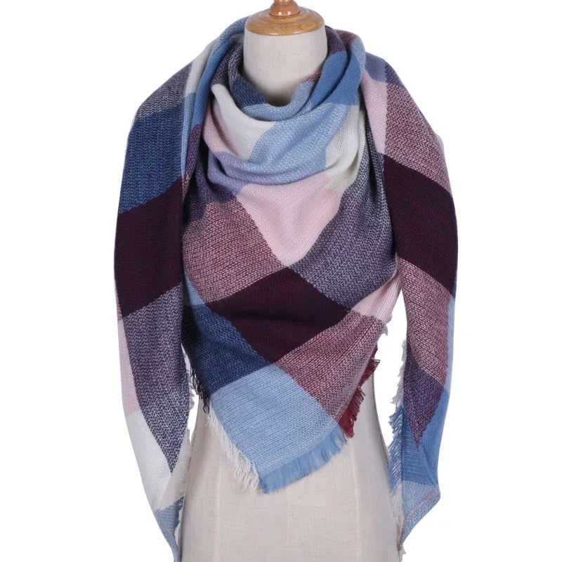Winter Triangle Scarf For Women Brand Designer Shawl Cashmere Plaid Scarves Blanket Wholesale Drops - Shello's Creative Boutique