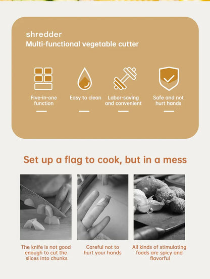 5-IN-1 BL ADE BOX INTEGRATED STORAGE Fruit Chopper Slicer Dicer Cutter Grinder Set Vegetable Processor Slicer Cutter - Shello's Creative Boutique