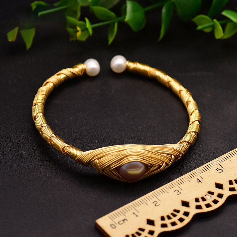 Original Design Natural Fresh Water Purple Pearl Adjustable Eye Bangle For Women Gift Jewlery  Pulseras Mujer
