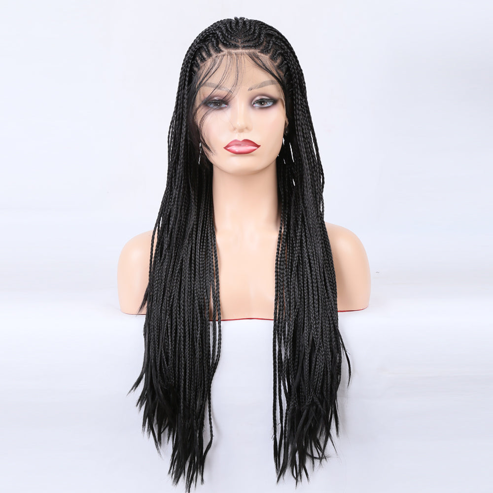 Braided Wigs Three Strand Lotus Dreadlocks Women's Chemical Fiber Front Lace Wig Headgear Lace Wigs Shello Creative Boutique