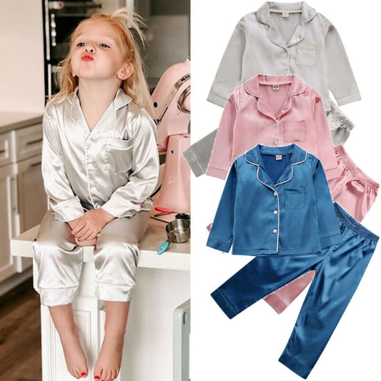 Kids Silk Satin Pyjama Set – Cosy Luxury for Autumn - Winter