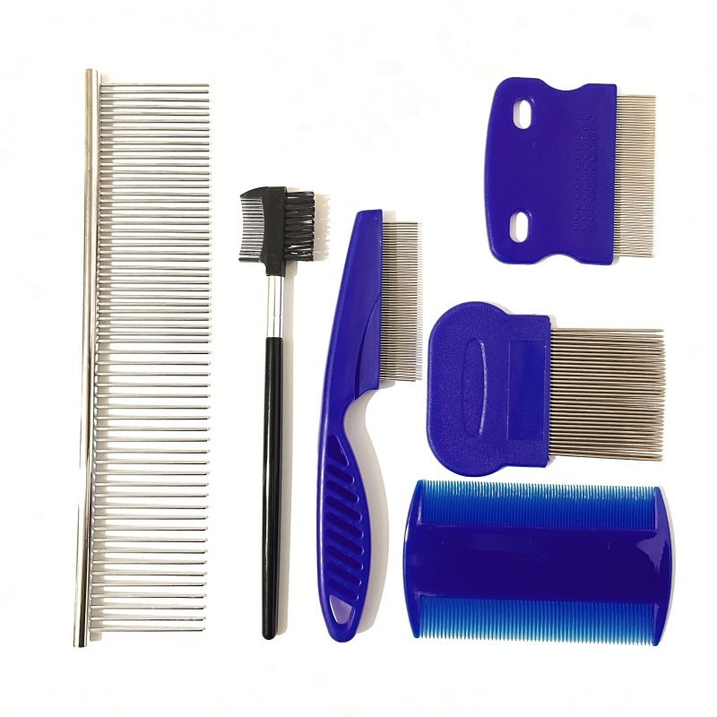 4-Piece Stainless Steel Flea Comb Set - Professional Dense Tooth Pet Grooming