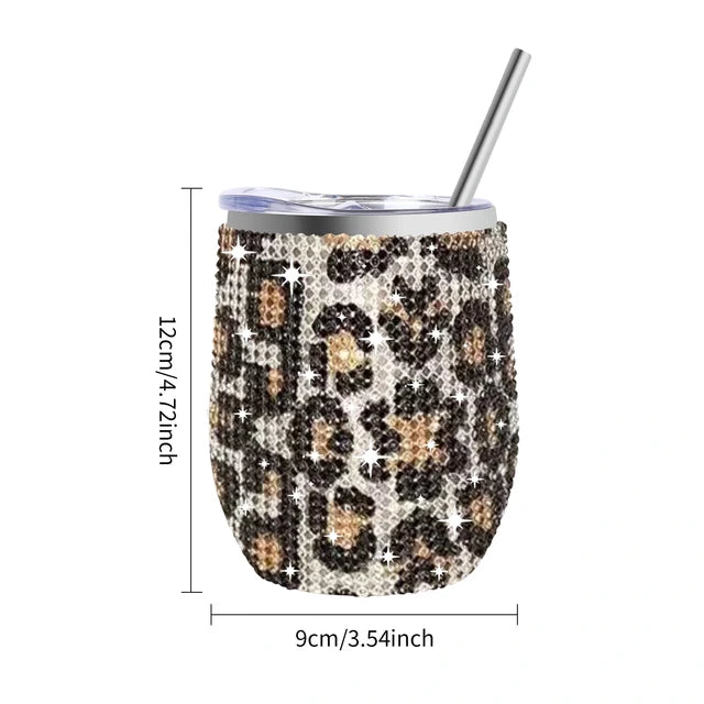 12oz Diamond Wine Tumbler With Sealed Lid Vacuum Thermo Beer Mug Cup Stainless Steel Mug Cup Champagne Party Bridemaid Gift eprolo