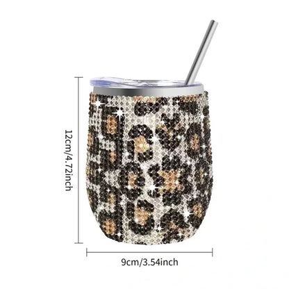 12oz Diamond Wine Tumbler With Sealed Lid Vacuum Thermo Beer Mug Cup Stainless Steel Mug Cup Champagne Party Bridemaid Gift - Shello's Creative Boutique