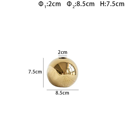 European Style Gold Plated Ceramic Vase – Luxurious Circular Design - Shello's Creative Boutique