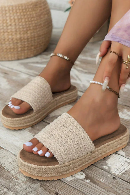 White Boho Single Band Slippers - Shello's Creative Boutique