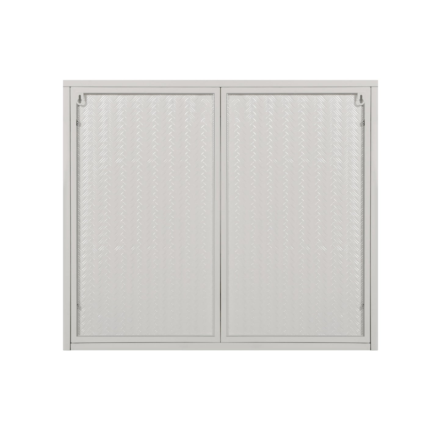 27.56"Glass Doors Modern Two-door Wall Cabinet with Featuring Three-tier Storage White eprolo