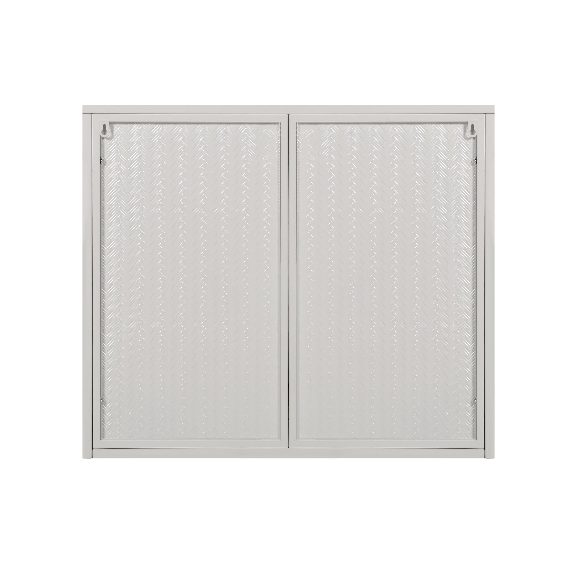 27.56"Glass Doors Modern Two-door Wall Cabinet with Featuring Three-tier Storage White eprolo