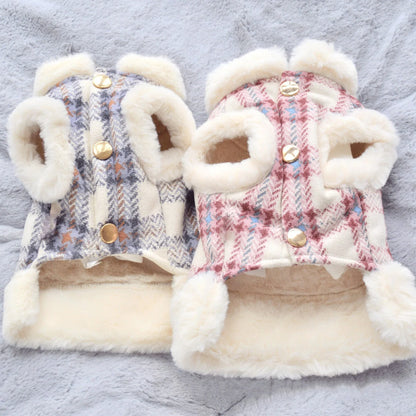 Dog clothing with warmth and plush that can be pulled vest teddy bear small dog cat pet clothing - Shello's Creative Boutique