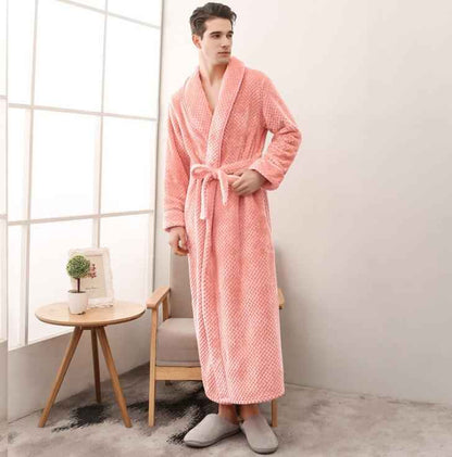 Luxury Flannel Bathrobe - Thick Warm Dressing Gown for Men & Women