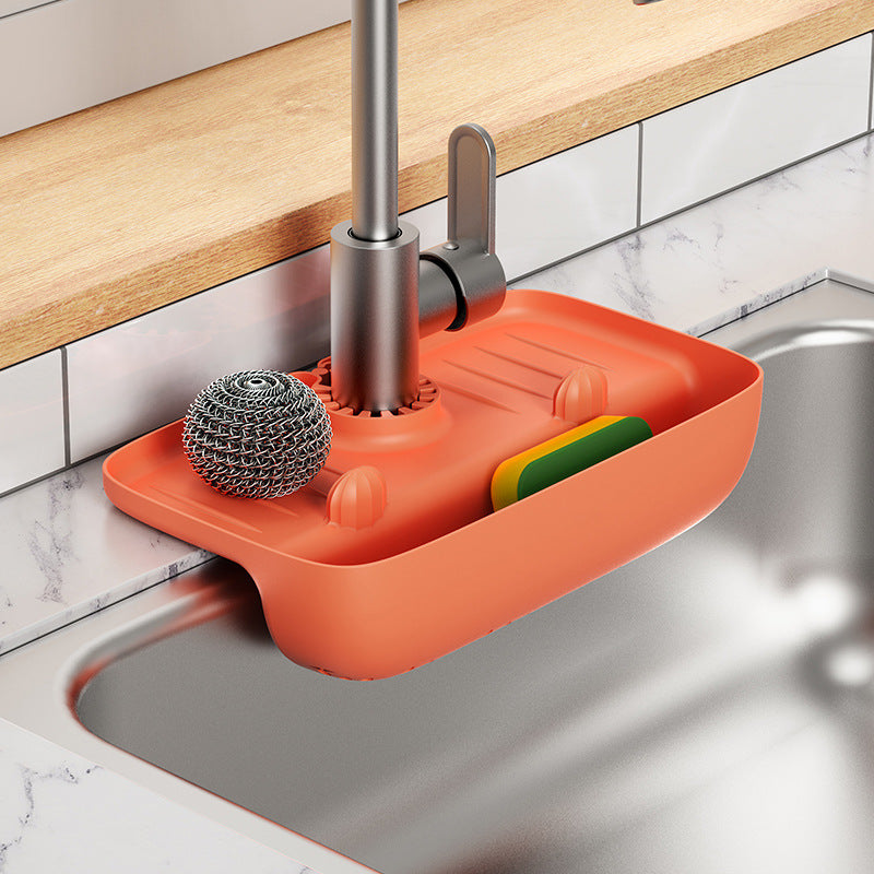 Faucet Splash Proof Drainage Rack, Sink Water Collection Pad, Kitchen Cloth, Sponge Wipe, and Drainage Storage Rack eprolo