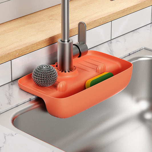 Faucet Splash Proof Drainage Rack, Sink Water Collection Pad, Kitchen Cloth, Sponge Wipe, and Drainage Storage Rack eprolo