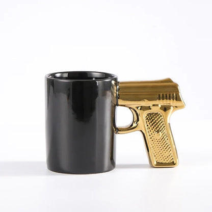 Creative Ceramic Cup Gold Silver Pistol Cup Gun Handle Mug Personalized Water Cup Coffee Cup 3D Modeling Cup Color Glaze Cup - Shello's Creative Boutique