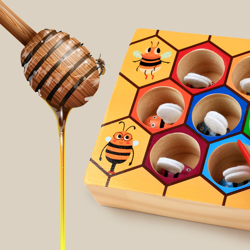 Logwood baby wooden Novelty & Gag Toys Beehive game learning Education toy Bee table game Children gifts eprolo