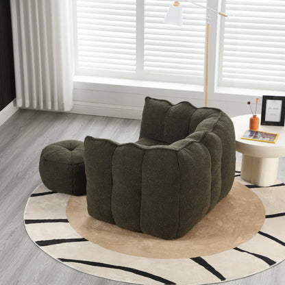Soft Bean Bag Chair with High Resilient Foam Comfortable Square Lazy Sofa with Footstool - Shello's Creative Boutique