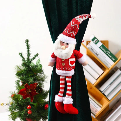 Christmas Decoration Knitted Fabric- Long Leg Santa Claus Curtain Buckle Pendant - Shello's Creative Boutique