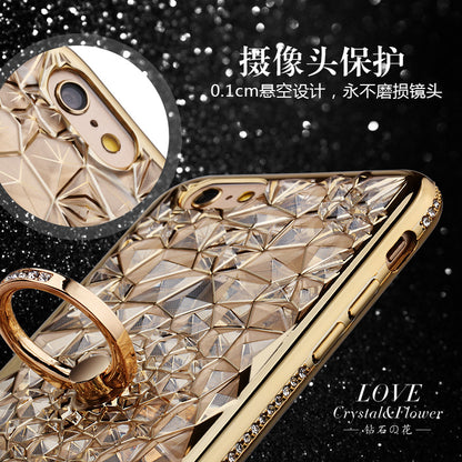Luxury 3D Glitter Ring Case – Soft TPU Rhinestone Stand Cover for iPhone 5 to XS Max