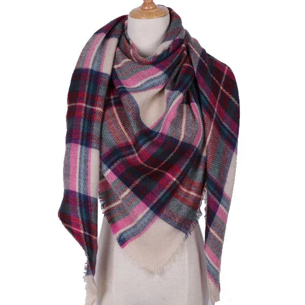 Winter Triangle Scarf For Women Brand Designer Shawl Cashmere Plaid Scarves Blanket Wholesale Drops - Shello's Creative Boutique