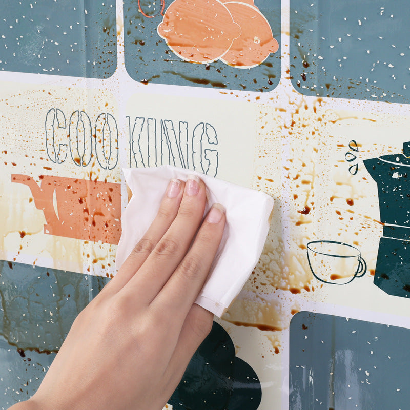 Self Adhesive Oil Proof Sticker Kitchen High Temperature Resistant Tile Wall Sticker Stove Waterproof Sticker Oil-Proof Paper Oil Fume Sticker Wall