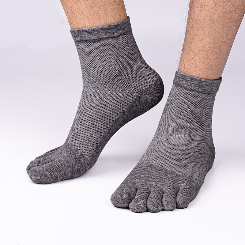 100% Cotton Five-Toe Mesh Socks - Breathable Split-Toe Socks for Men
