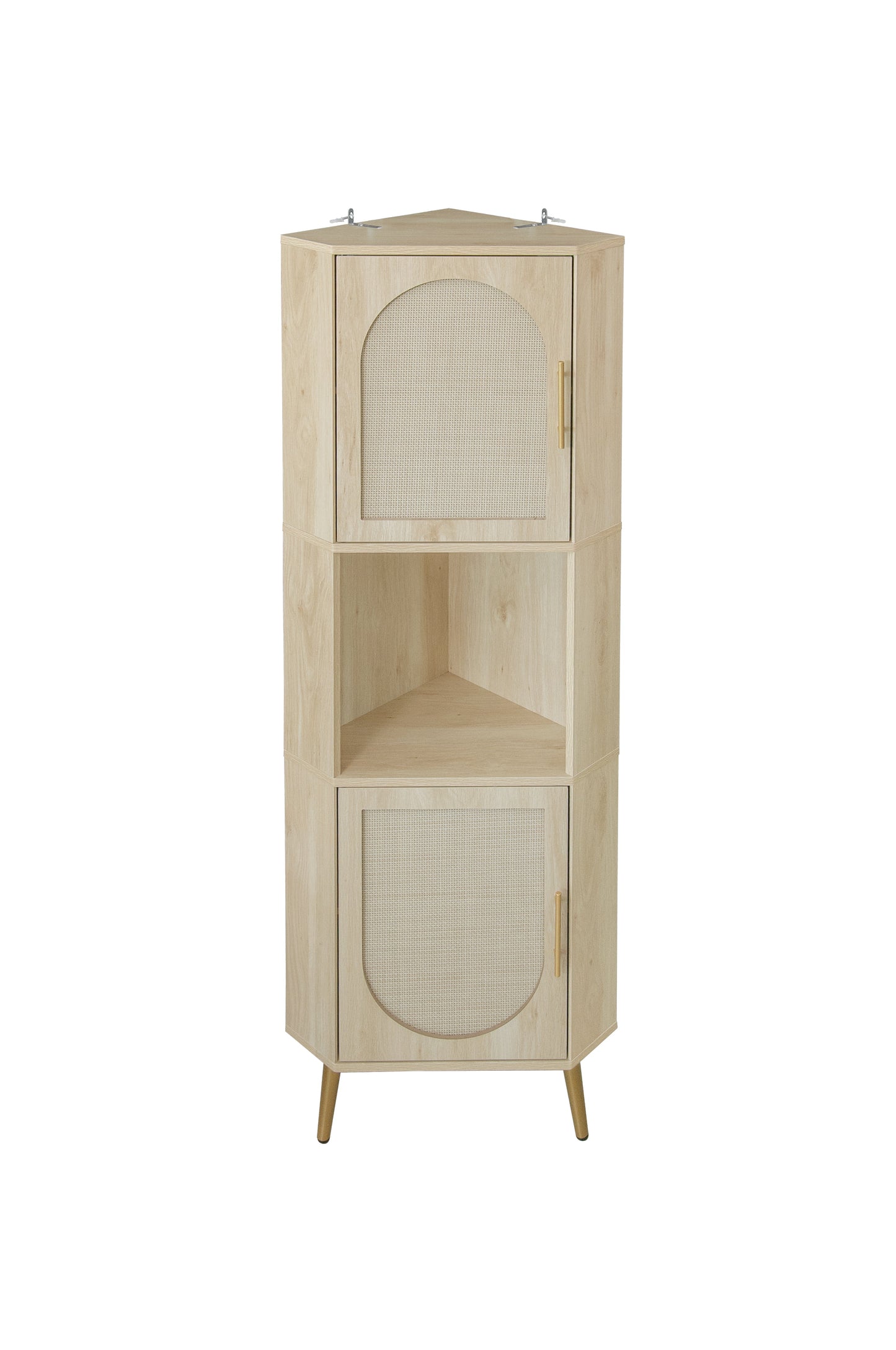 Corner cabinet ,Rattan door,Freestanding Corner Tables For Small Spaces, Corner Shelf Stand For Living Room, Kitchen, Bathroom eprolo