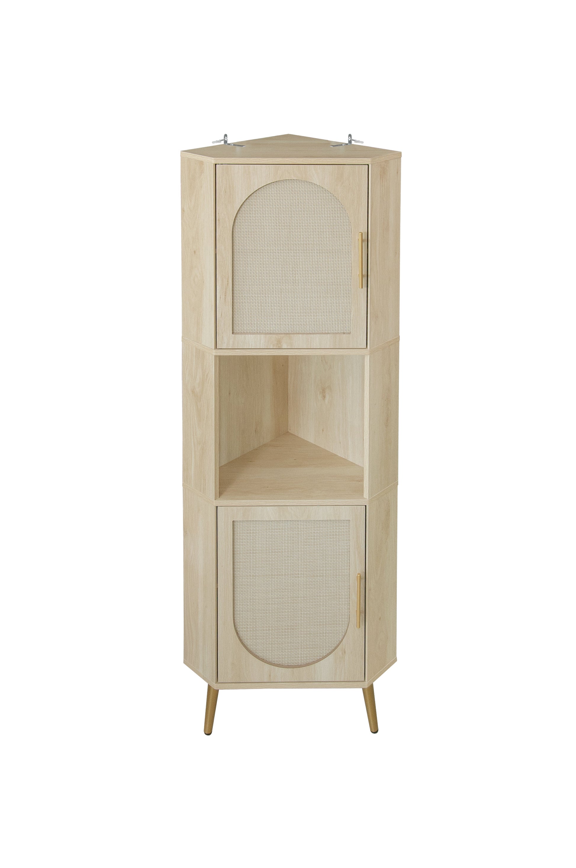 Corner cabinet ,Rattan door,Freestanding Corner Tables For Small Spaces, Corner Shelf Stand For Living Room, Kitchen, Bathroom eprolo