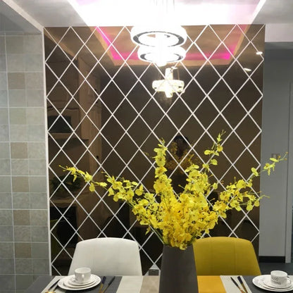 3D Mirror Wall Sticker DIY Diamonds & Triangles – Modern Acrylic Wall Décor - Shello's Creative Boutique