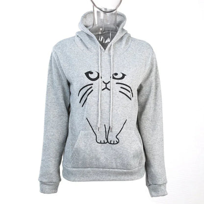 Women Hoodies With Ear Cat Pattern Casual Sweatshirts Pullover Top Female Winter Autumn Long Sleeves Hoodie Coat - Shello's Creative Boutique