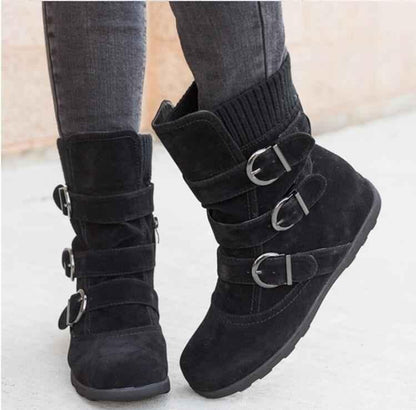 Women's Winter Calf Boots - Warm Zipper Flat Boots - Shello's Creative Boutique