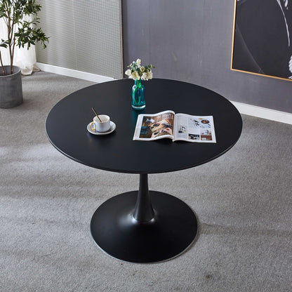 42" Black Tulip Dining Table | Mid-Century Round Pedestal Table