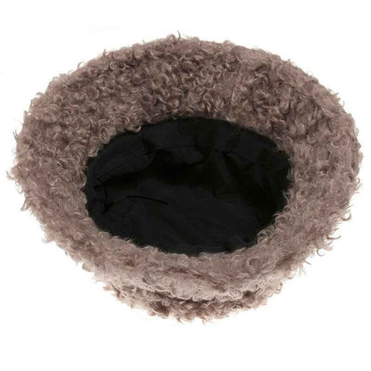 Women's Faux Fur Bucket Hat - Warm Fluffy Winter Hat for Outdoor & Casual Wear
