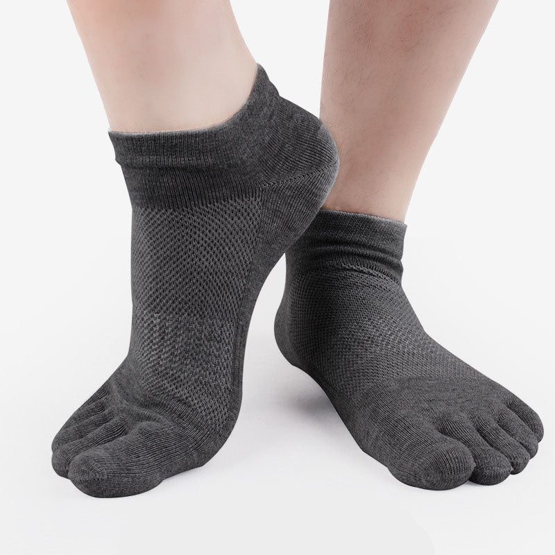 100% Cotton Five-Toe Mesh Socks - Breathable Split-Toe Socks for Men