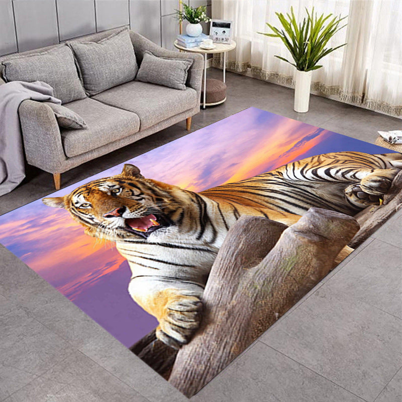 3D Three-Dimensional Animal Tiger Carpet - Realistic Living Room Floor Mat - Coffee Table Sofa Rug