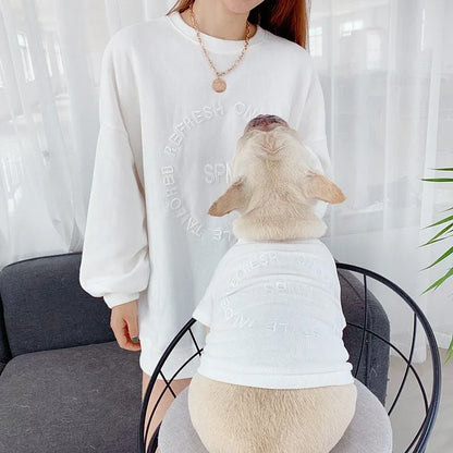 Spring And Autumn Kitten Pet Parent-Child Clothing Cat Clothes Embroidered Dog Clothing Long-Sleeved T-Shirt - Shello's Creative Boutique