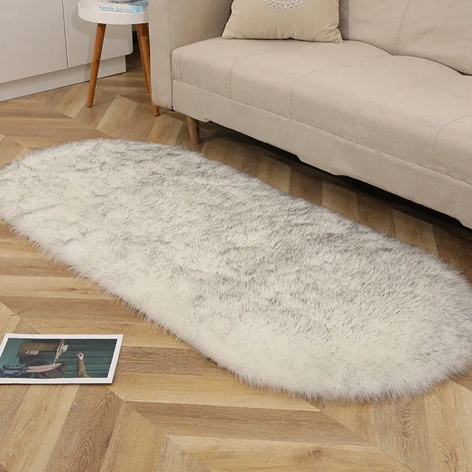 Imitation Wool Oval Plush Carpet – Soft Luxury for Any Space - Shello's Creative Boutique