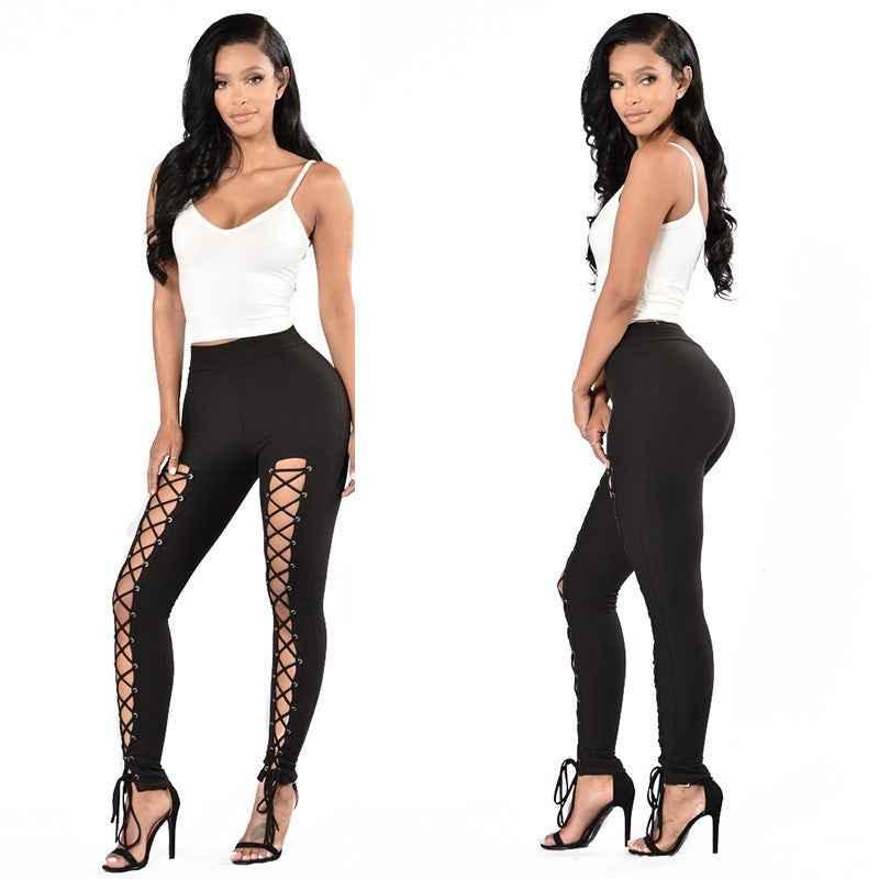 High-Waist Cropped Leggings - Cross-Strap Stretch Leggings for Women - Shello's Creative Boutique