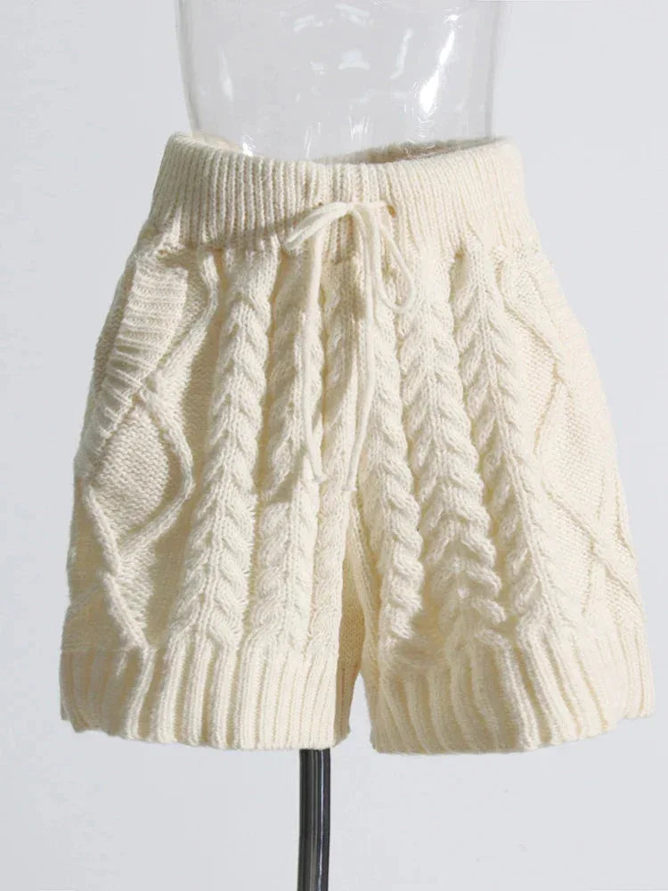 Solid Knit 2-Piece Set - Turtleneck Sweater & High Waist Shorts - Shello's Creative Boutique