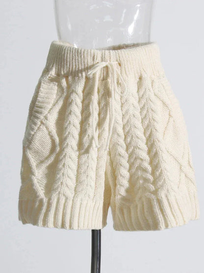 Solid Knit 2-Piece Set - Turtleneck Sweater & High Waist Shorts - Shello's Creative Boutique