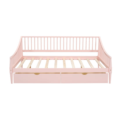 Full Size Daybed with Two Storage Drawers and Support Legs Pink Shello Creative Boutique